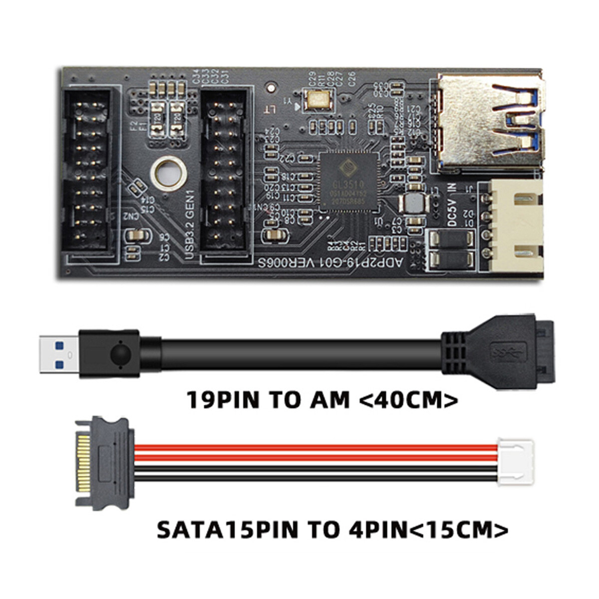 Cablecc 19/20Pin Header to USB 3.0 20Pin & Type-E Dual Ports Female Type Adapter