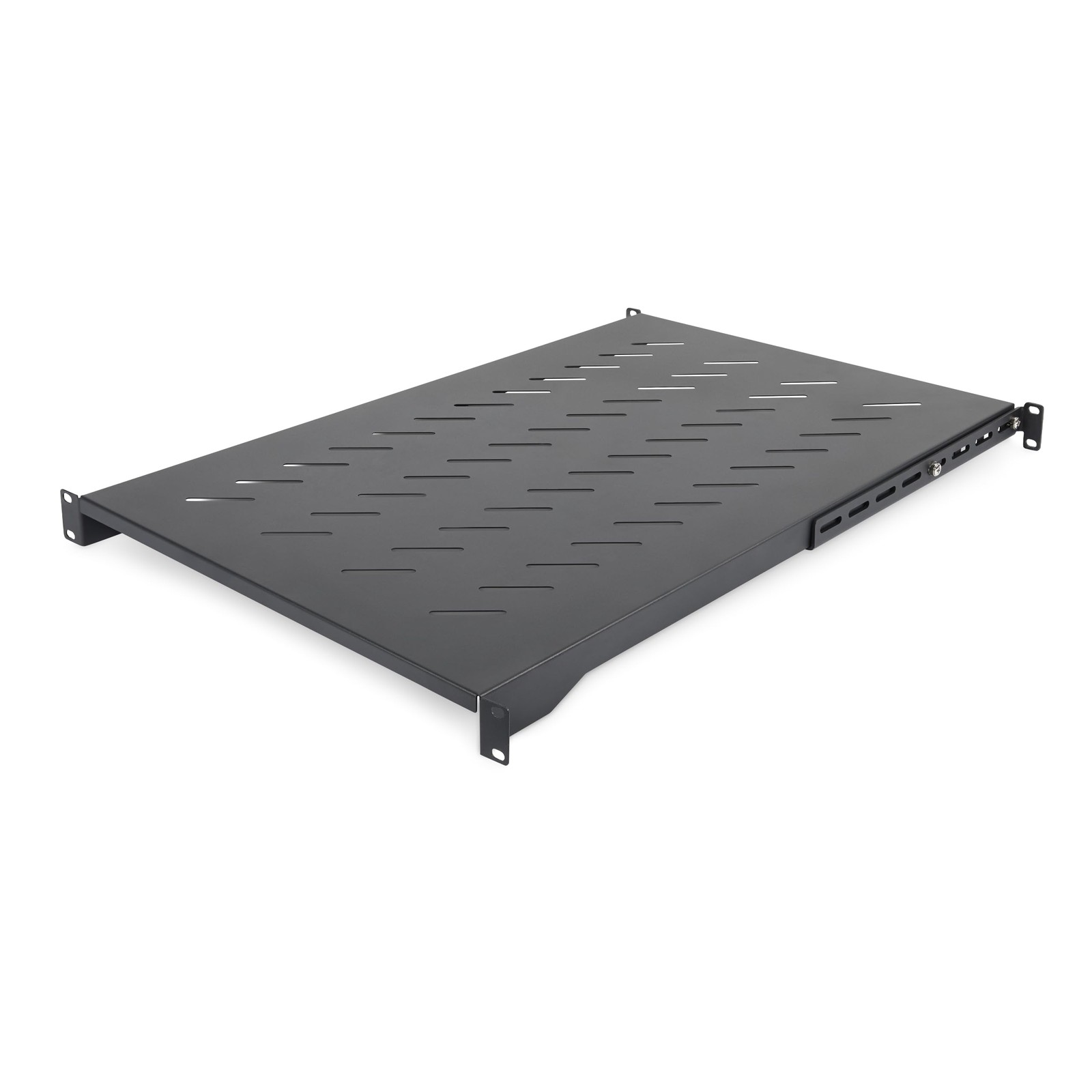 StarTech.com 1U 4-Post Server Rack Shelf, Vented, Adjustable 28-34.4in, Black 