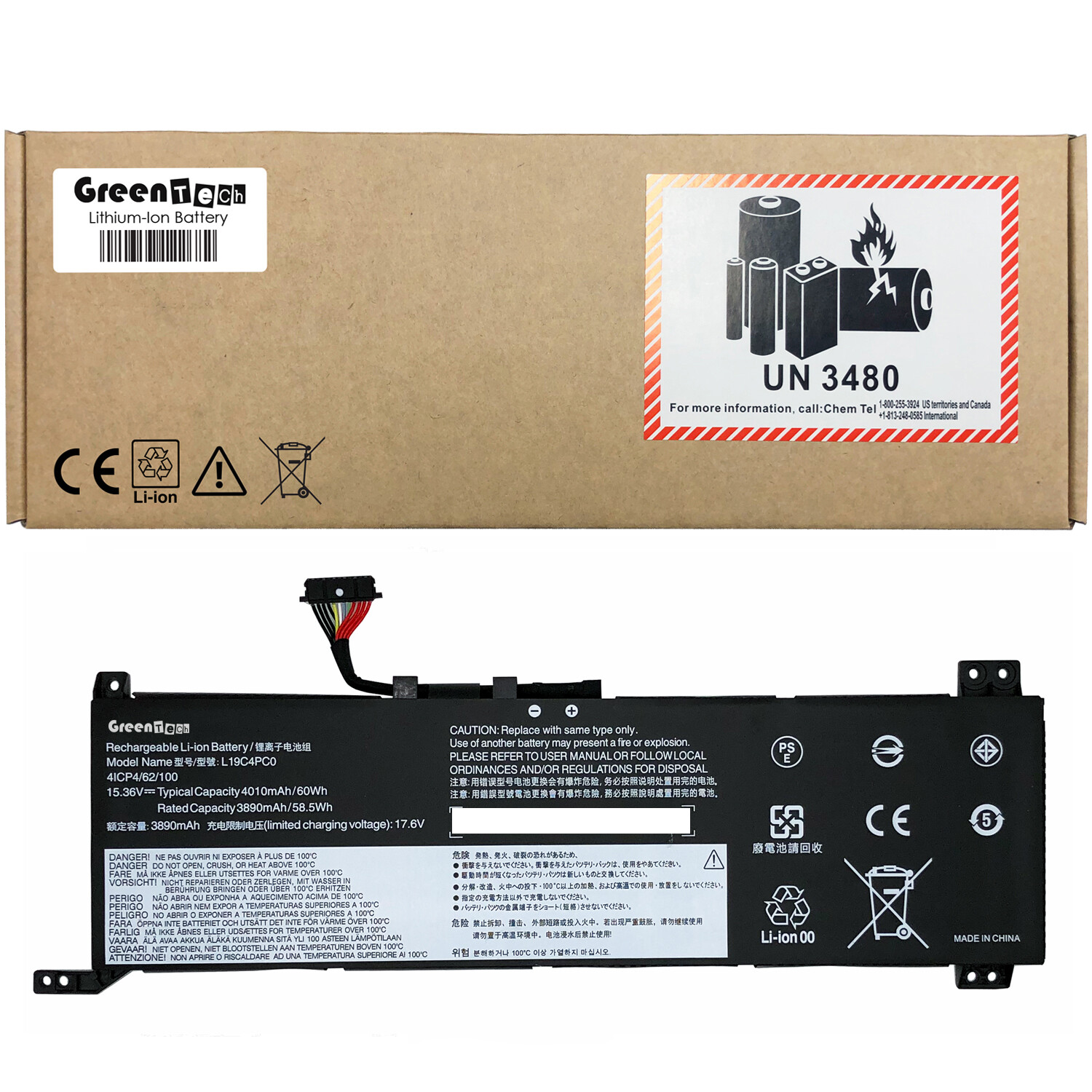 GREENTECH L19M4PC0 L19C4PC0 BATTERY FOR LEGION 5 15ARH05 15IMH05 IDEAPAD Y550-14