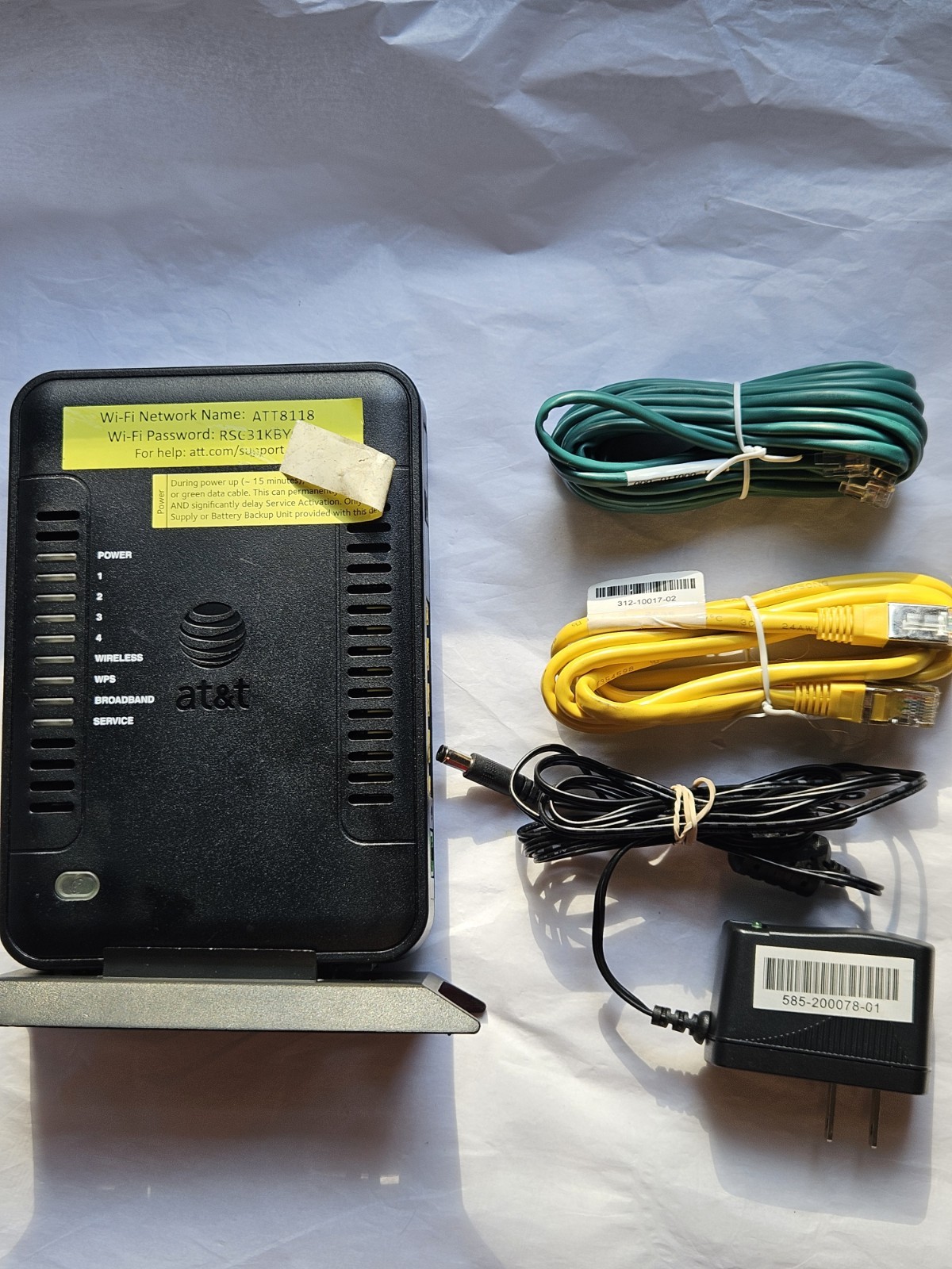 Netgear AT&T ADSL2+ WiFi Router Modem B90 4-Port Ethernet w/ Cables & AC Adapter