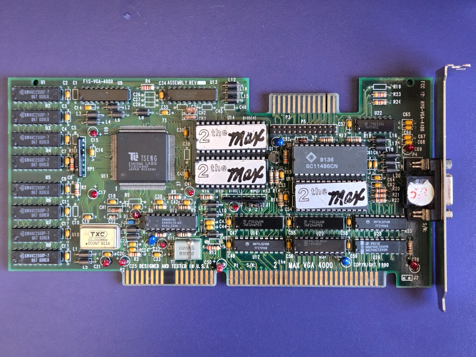 ISA Video Card, Tseng Labs ET4000AX, 1MB (2 the Max) Vintage, Working