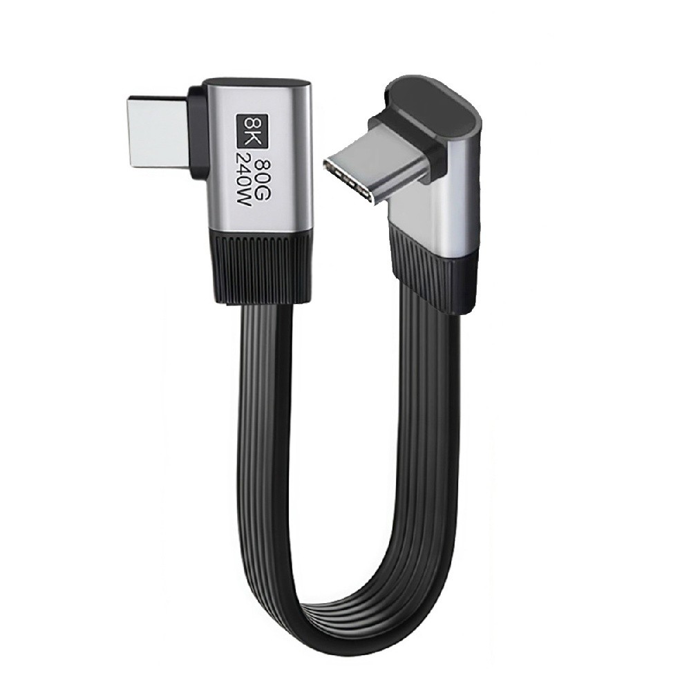 7.87Inch USB C Short Flat Cable Support PD 240W/80Gbps/16K@30Hz Video/OTG