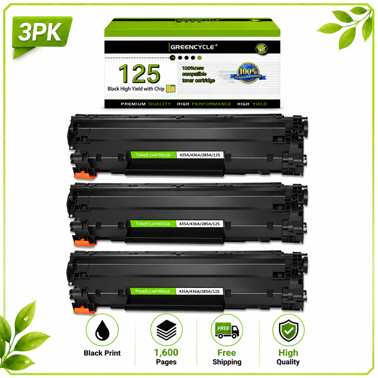 Compatible Canon CRG125 Toner For ImageClass LBP6000 LBP6030w MF3010 *3PCS