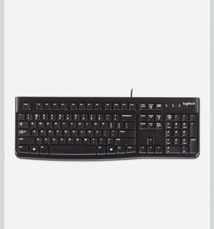 Logitech K120 Full Size 100% Wired Keyboard USB Plug-and-Play Windows - Black