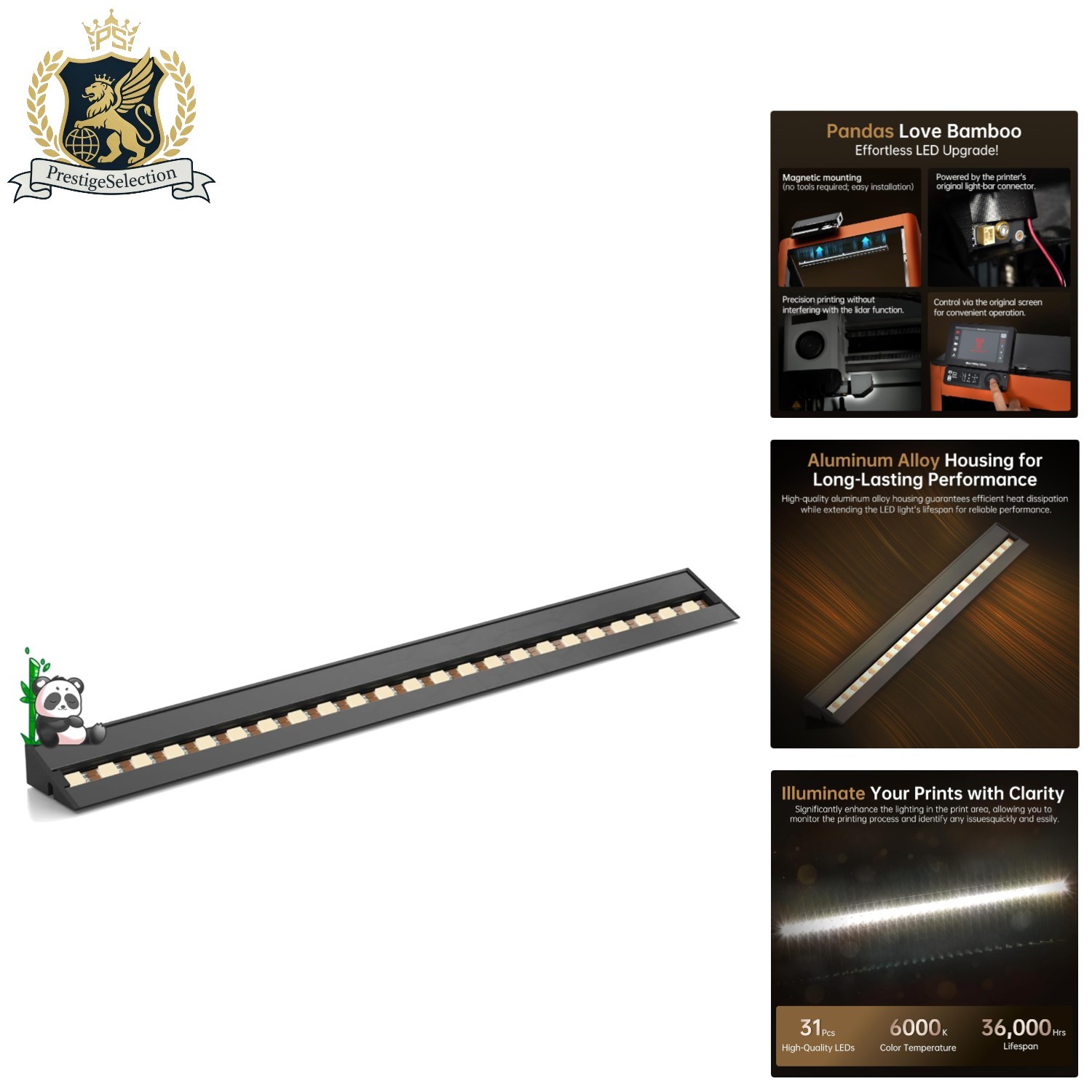 Durable Aluminum Alloy LED Strip for Bambu-Lab P1S/X1E 3D Printer Lighting