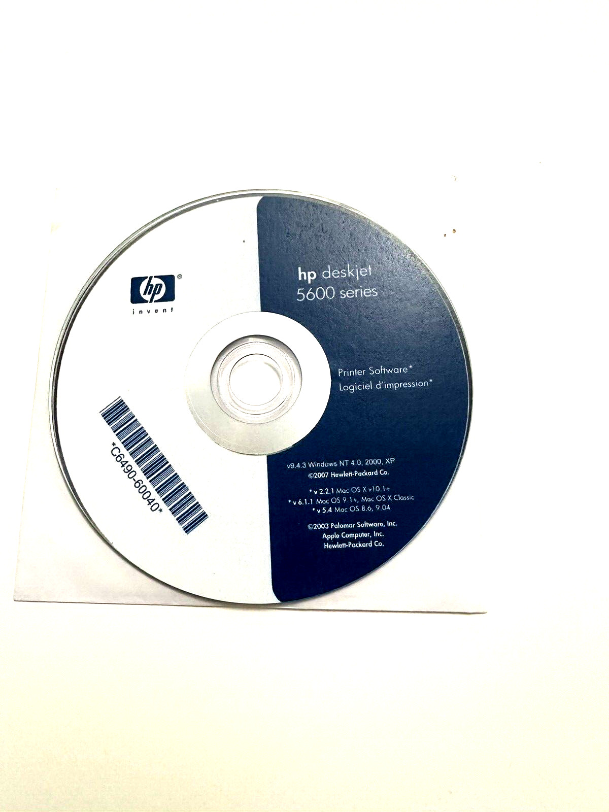 CD/DVD/DRIVER Software only for HP DeskJet 5650 5600 series Printer