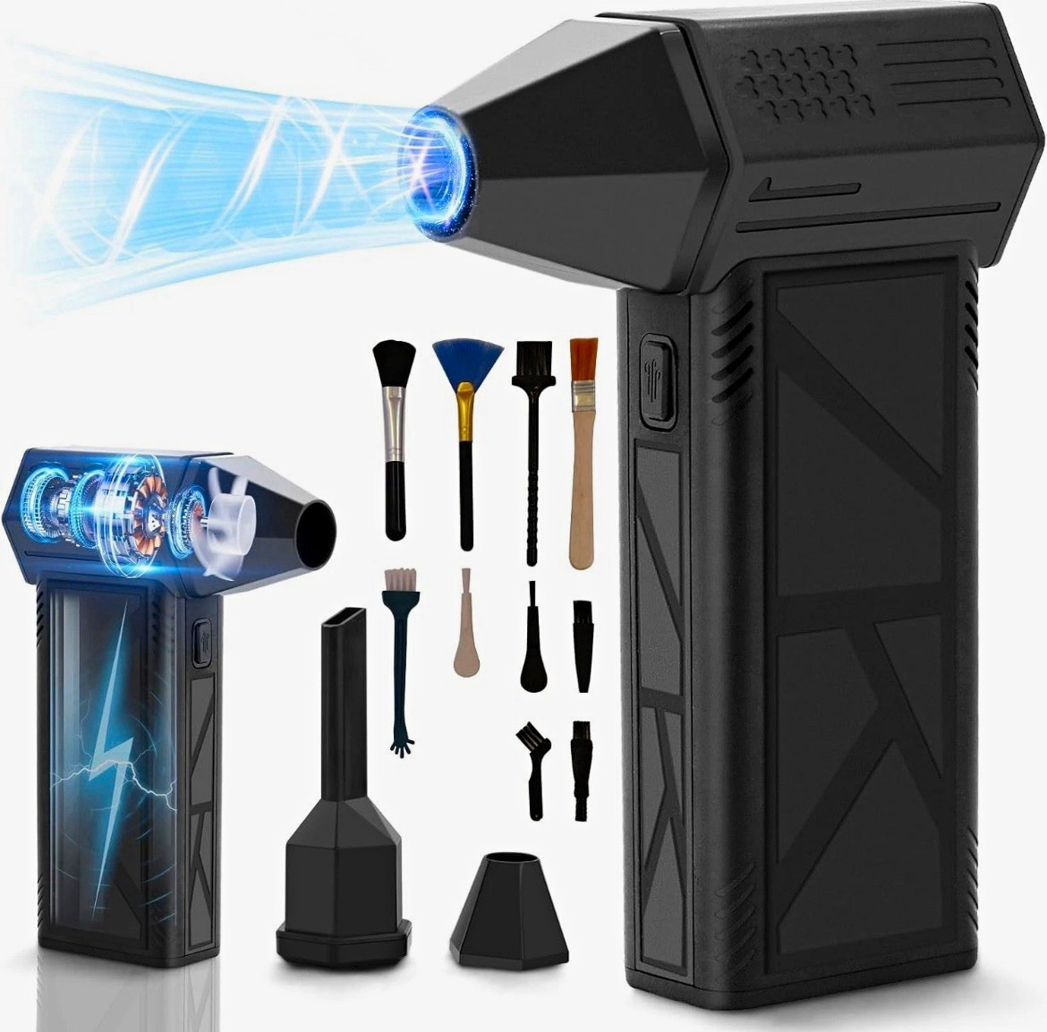 WeePro Compressed Air Duster 180000RPM Cordless Mini Turbo Fan, 3-Speed Vacuum
