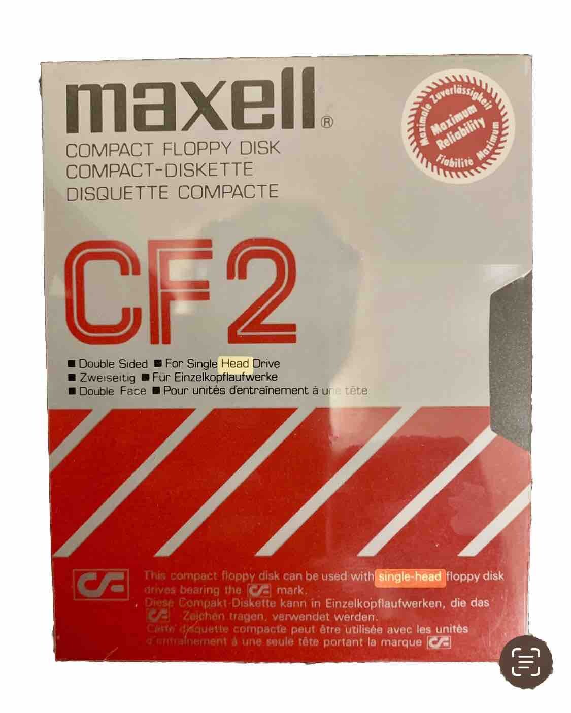 MAXELL Compact Floppy Disk CF2 3" Amstrad Schneider IBM -VINTAGE- NEW & ORIGINAL BOX