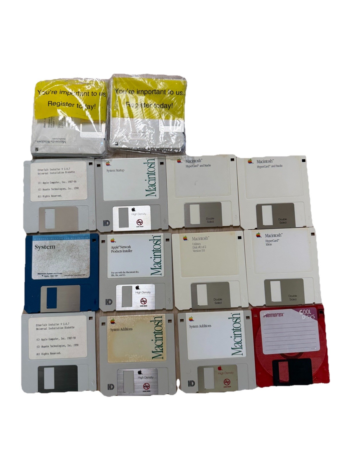 Vintage Apple Mac HyperCard System Floppy Disk Lot + Sealed Windows 3.1 Disks