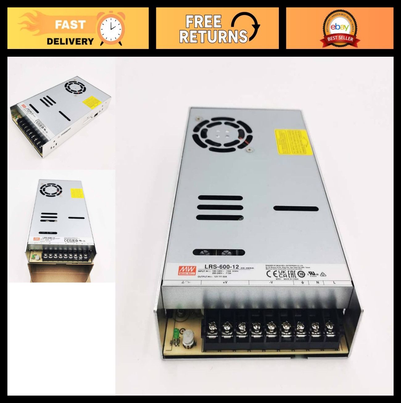 600W 12V 50A Switching Power Supply - Reliable AC to DC Converter, High Efficien