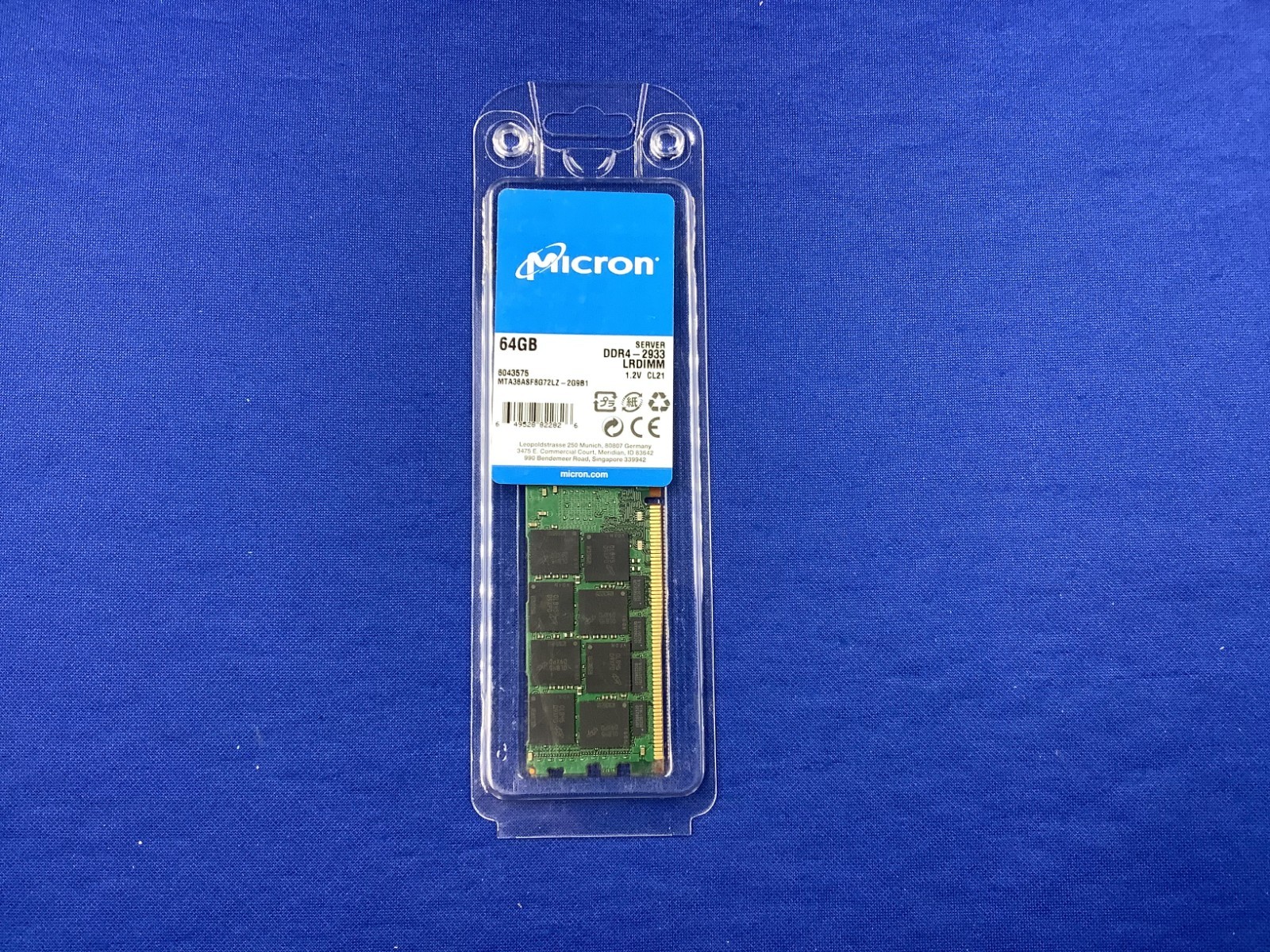 MTA36ASF8G72LZ-2G9B1 MICRON 64GB (1X64GB) 2RX4 PC4-2933Y LRDIMM MEMORY