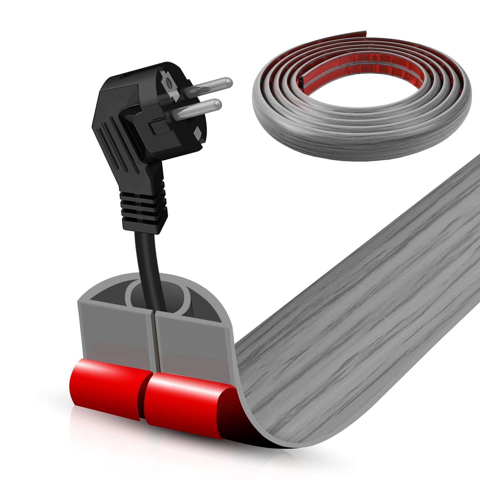 Floor Cord Cover Self Adhesive Cord Hider,10FT Cable Management, Extension St...