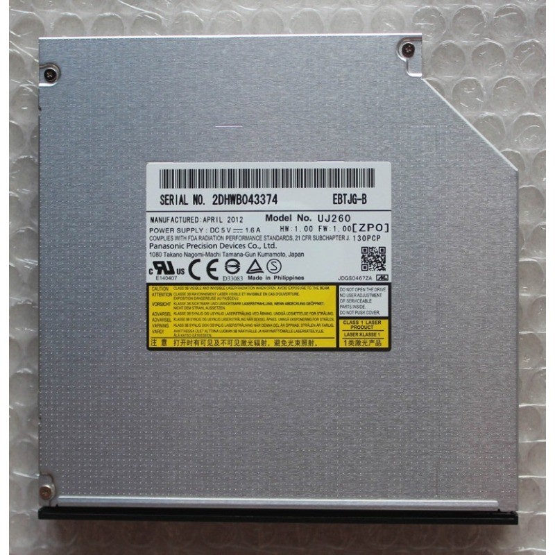 12.7mm SATA 100GB Panasonic UJ-260 6X 3D Blu-Ray Burner Drive Dual Layer BD-RE
