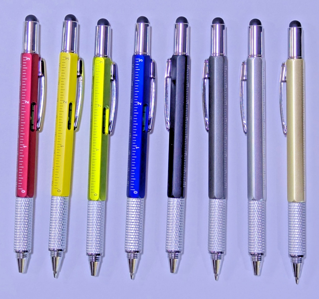 8 Pack Stylus/Pen Multitool Imperial/Metric Ruler, Level, Precision Screwdrivers