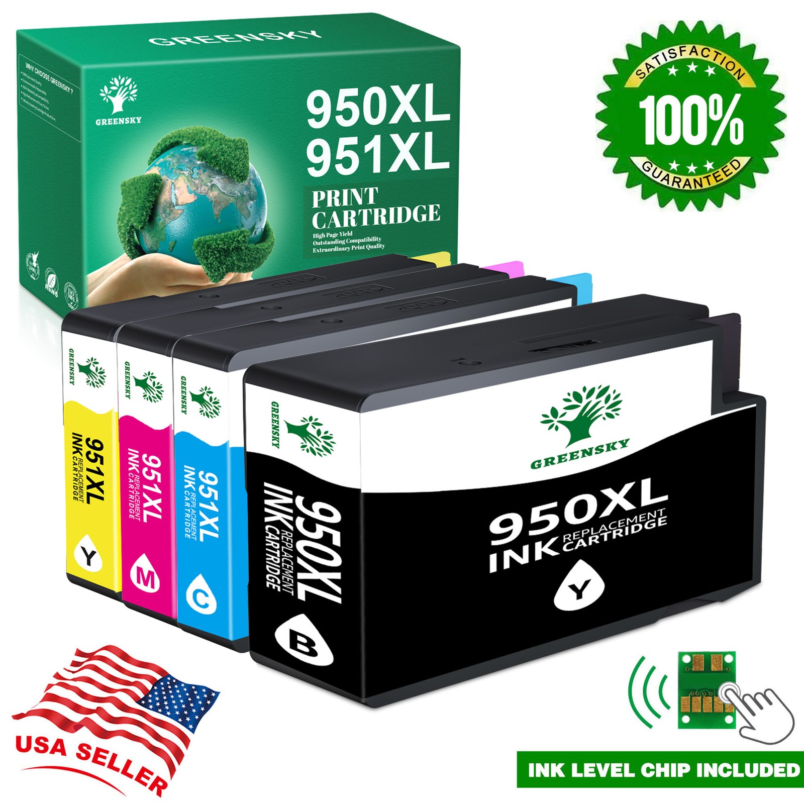 4PK 950XL 951XL Ink Cartridge Compatible For HP OfficeJetPro 8610 8620 8100 8630