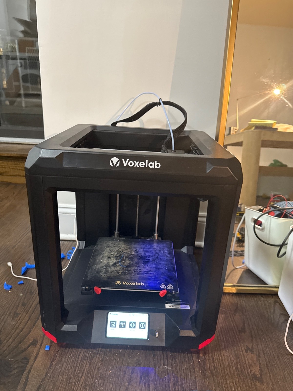 Voxelab  Aries 3-D printer only 176 hours barely used black with red corners