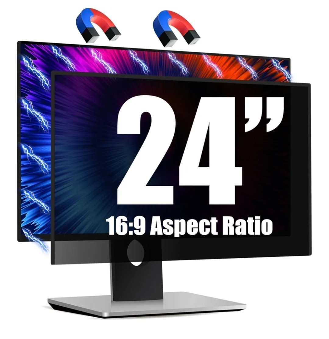 New- Jeeetintx Magnetic Computer Privacy Screen Filter 24 Inch Frameless Monitor