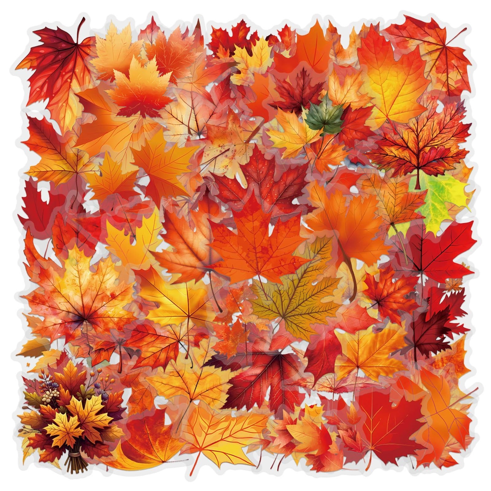60PCS Transparent Maple Leaves Stickers 2-3.5 inches, Leaf