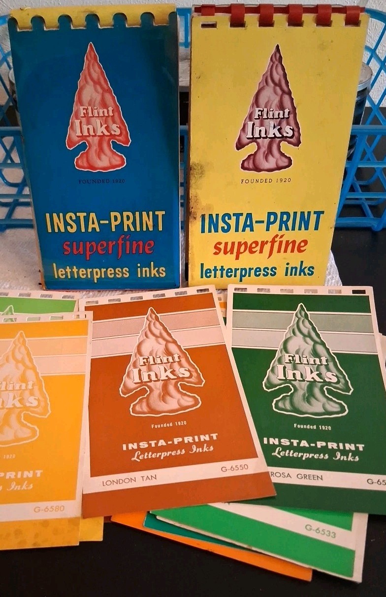 Vintage Lot of 2 Flint Inks InstaPrint Letterpress Ink Sample Book + Loose Pages