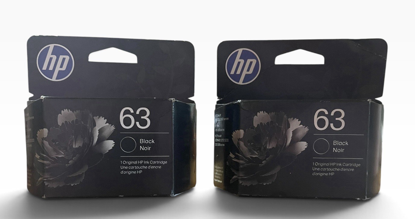 Lot of 2 Genuine HP 63 Black Ink Cartridges F6U62AN New Sealed October 2027