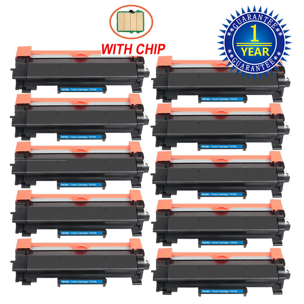 10 Pack TN-760 Toner for Brother TN730 770 MFC-L2710DW L2750DW HL-L2350DW L2395D