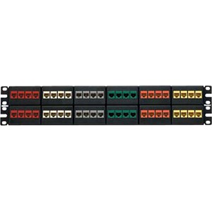 Panduit NetKey Patch Panel, 48 Port, 2 RU, Black NKFP48Y