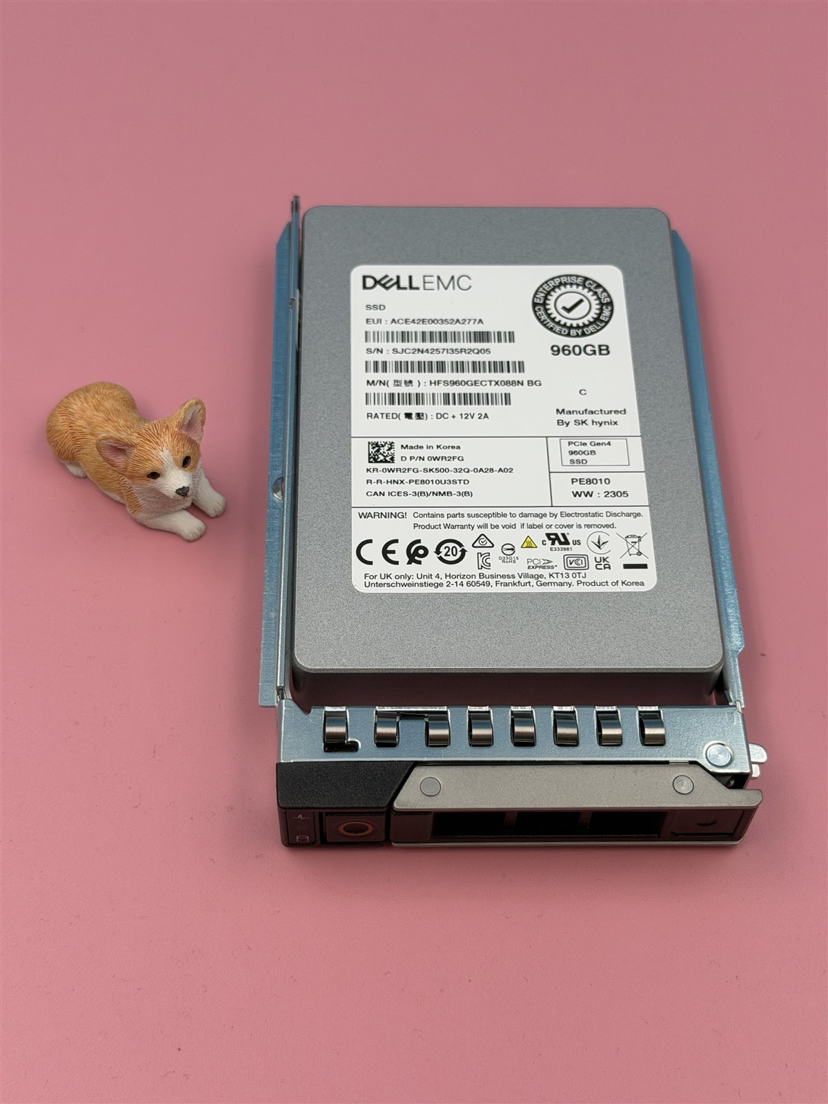 Dell 960GB PCIe Gen4 NVMe 2.5" SSD WR2FG HFS960GECTX08 w/ 14G Tray R640 R740