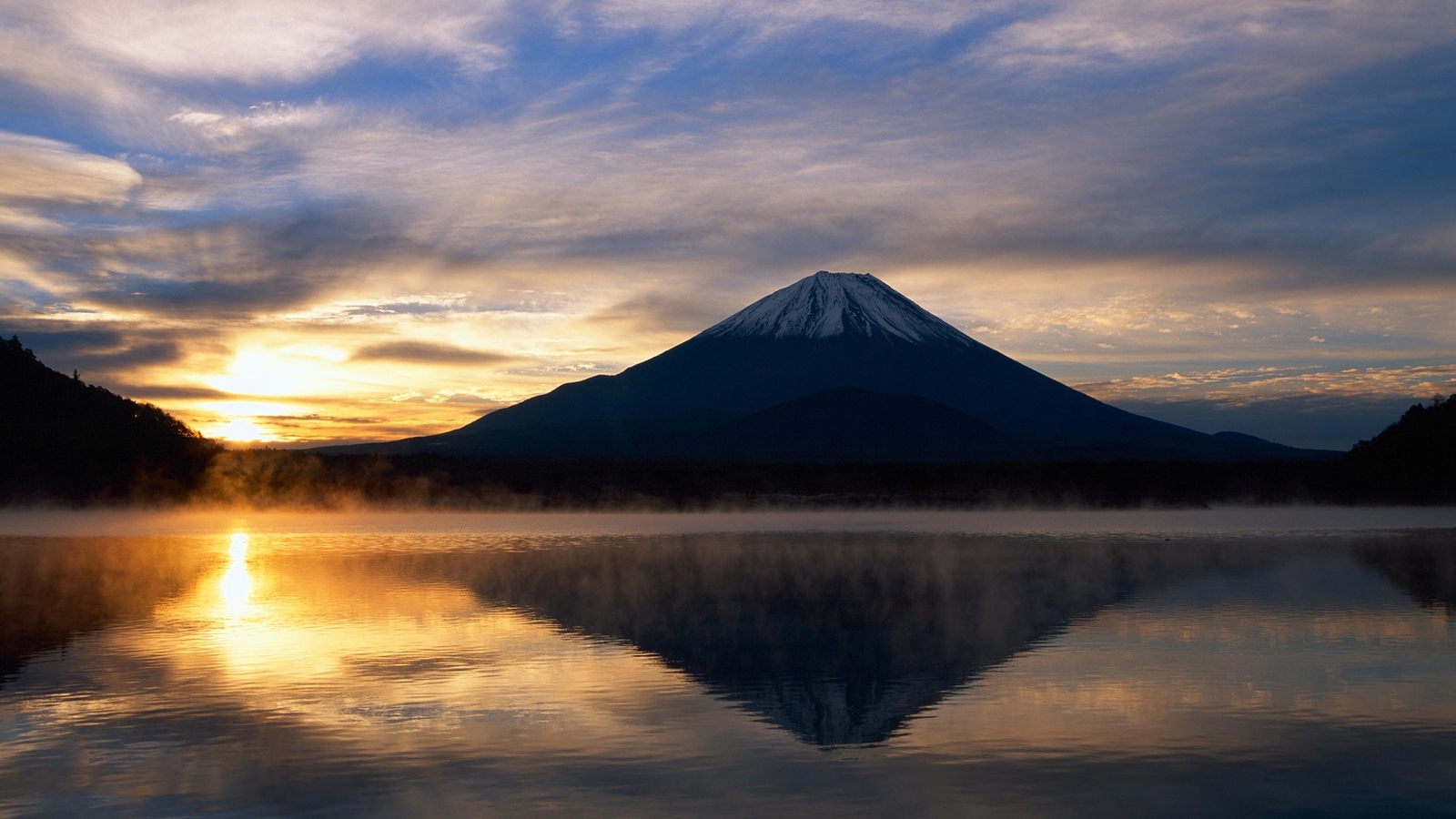 Landscape mountains sunlight japan mount fuji reflection Custom Gaming Mat Desk