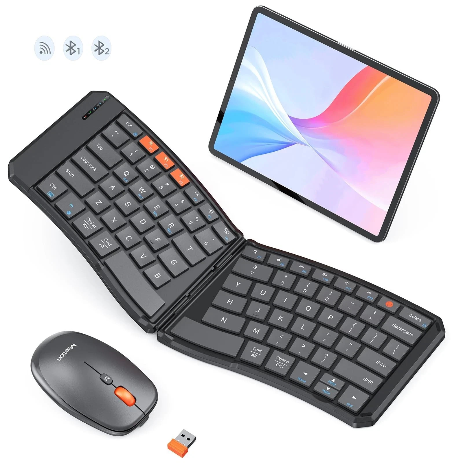 MEETION Ergonomic Foldable Bluetooth Keyboard, Split Compact Portable (C9880)