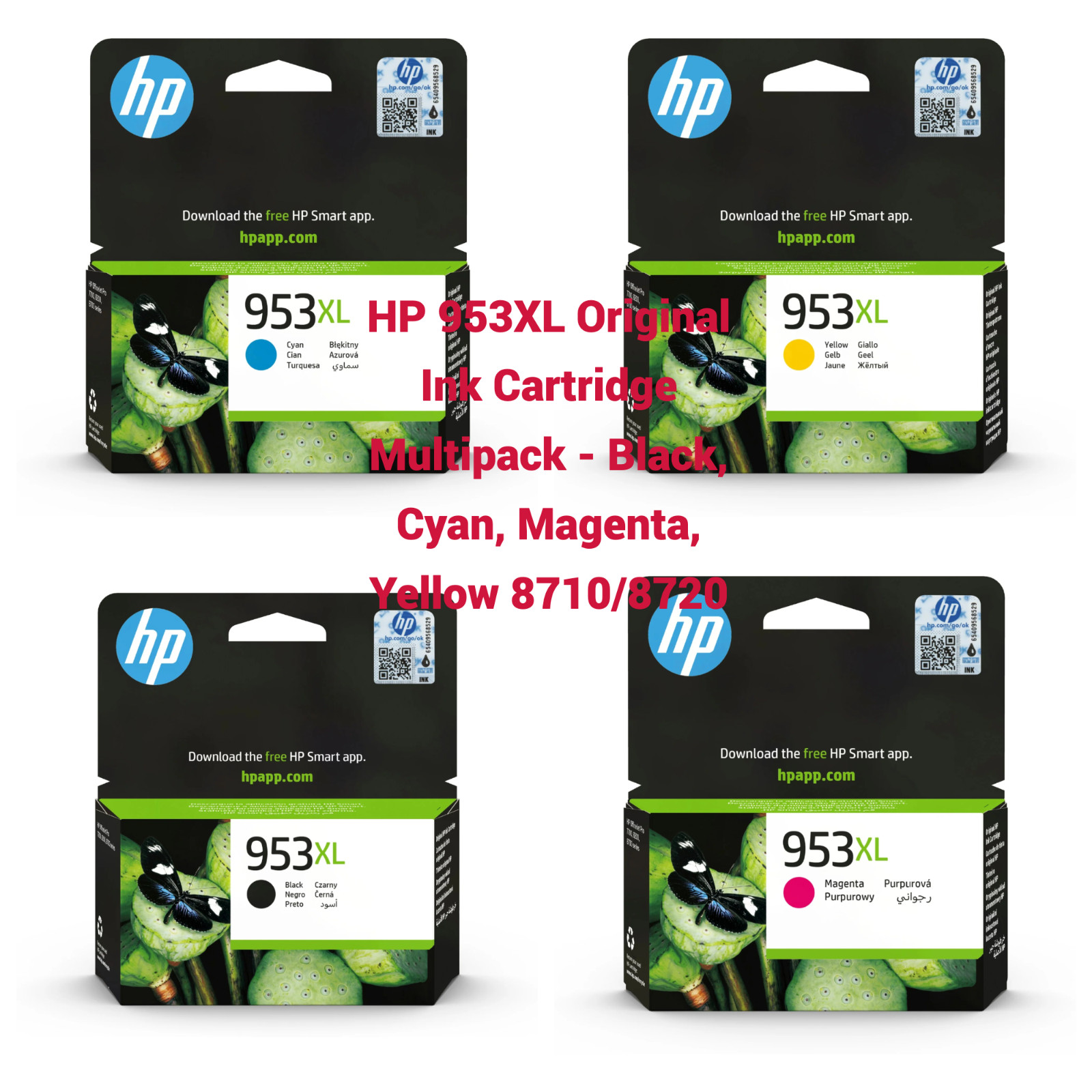 Original HP 953XL High Yield Ink Cartridge Multipack - Black Cyan Magenta Yellow