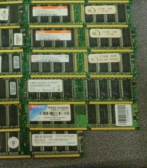 24x 512MB DDR400 PC3200 SDRAM PC Mem. KVR400X64CA3/512 HYMD564646B8J-D43 73P2684