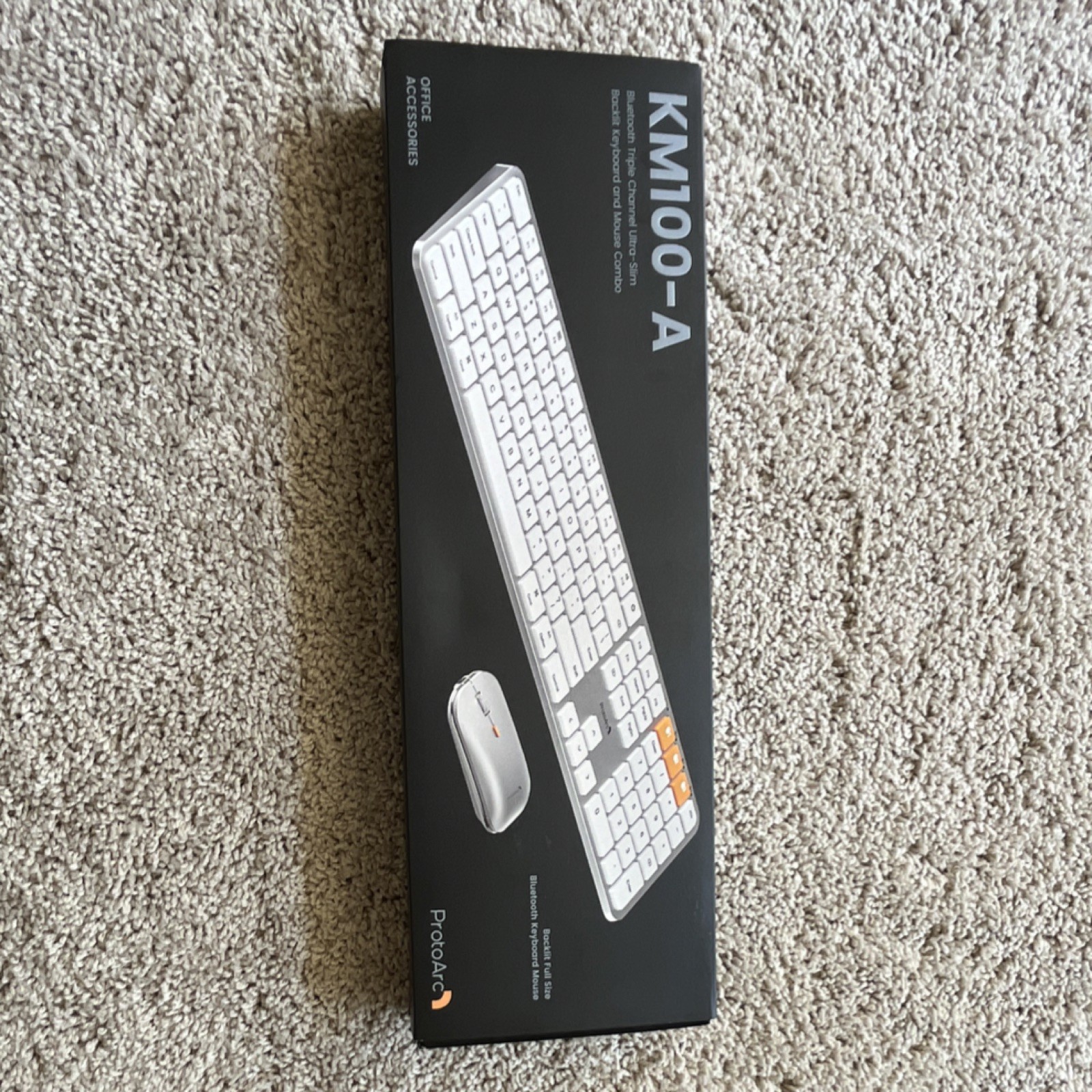 ProtoArc KM100-A Slim Bluetooth Keyboard Mouse Bundle White Quiet Keys