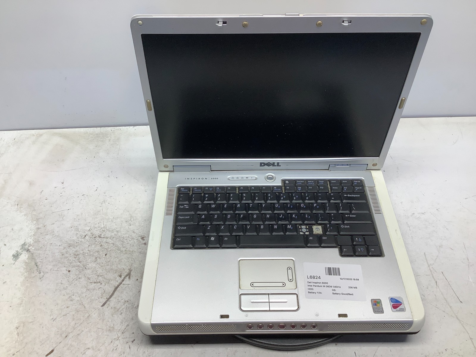 Dell Inspiron 6000 Intel Pentium M 06D8 1.6GHz 256 MB NO HDD