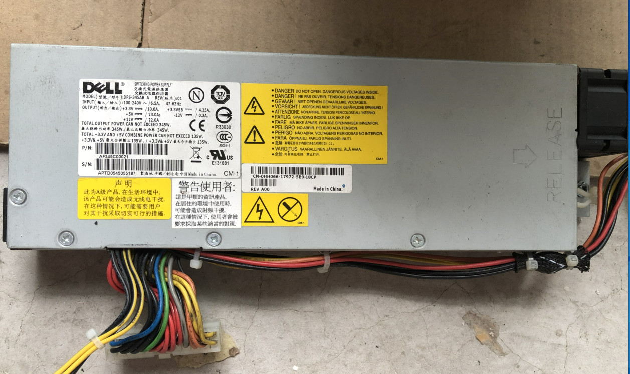 For Dell PE850 server power supply HH066 DPS-345AB A 345W