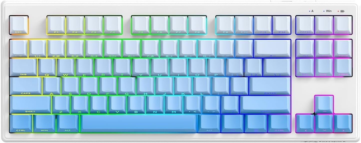 M87V2 Wireless Membrane Gaming Keyboard 80% TKL RGB Backlit Gradient Blue PC