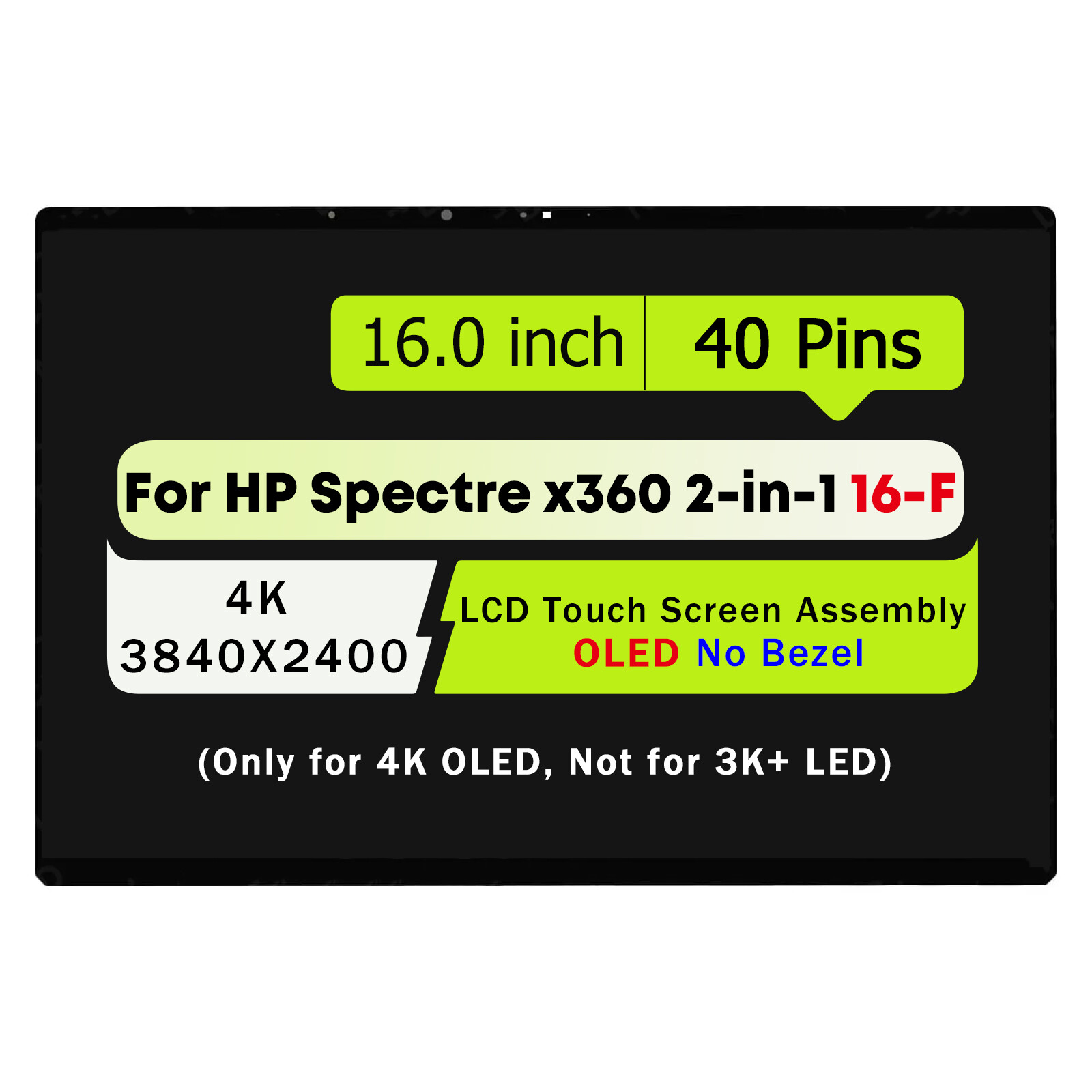 M51676-1J0 4K OLED LCD Touch Screen Replacement for HP Spectre x360 16-f 16t-f