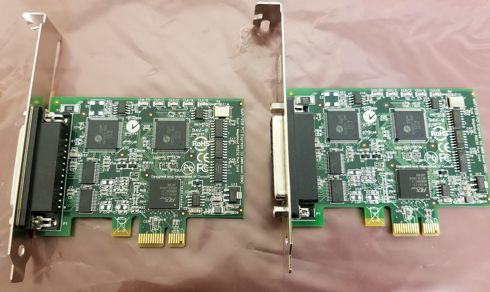 AXXON MAP / 950 PCI Express Dual 1 Megabaud RS232 Serial port Card LF658KB REV D