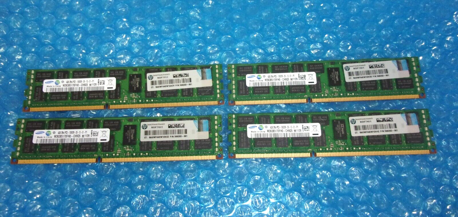Lot of 4 Samsung 4G (4x4GB) 2Rx4 PC3-10600R Server Memory M393B5170FH0-CH9Q5