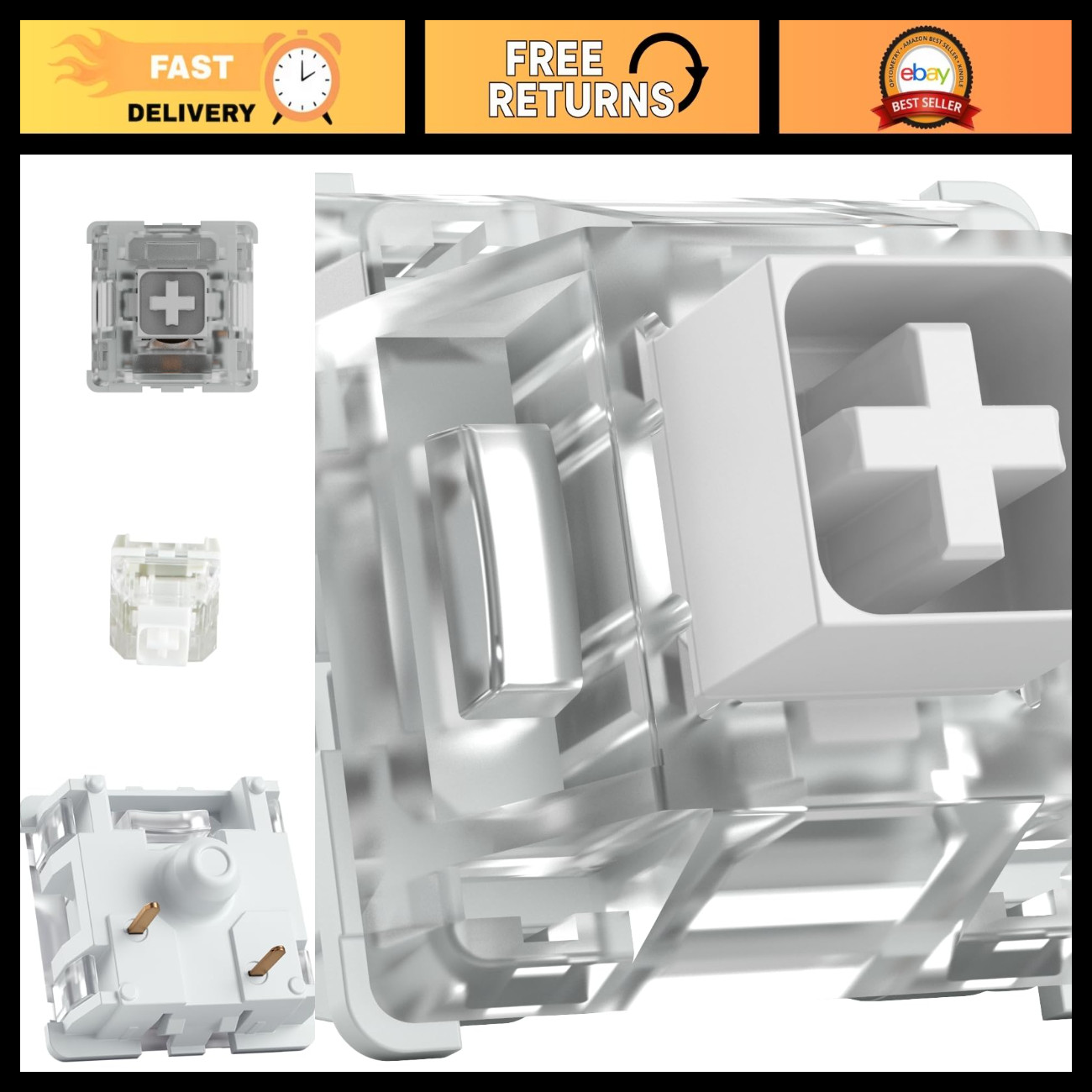 120-Pack Clicky Mechanical Keyboard Switches - Kailh Box White for Gaming & Typi