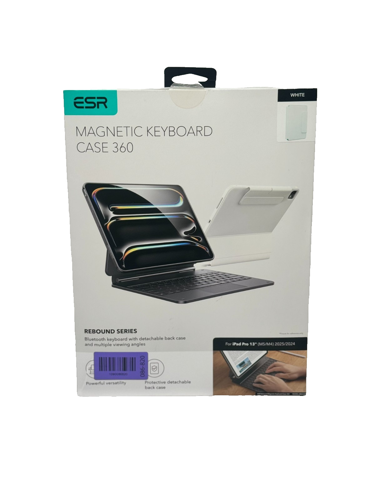 ESR Rebound 360 iPad Pro 13 Inch Case with Keyboard (M5/M4, 2025/2024) | White