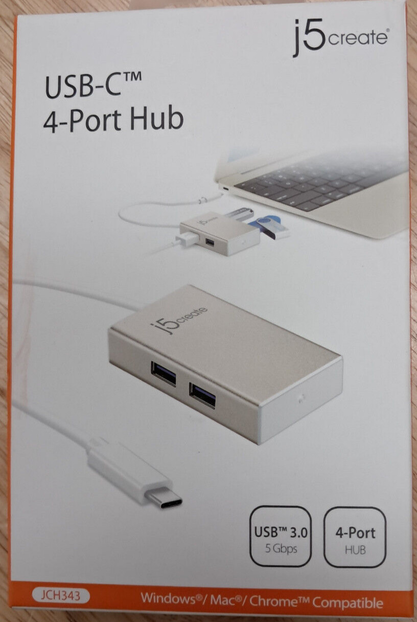 j5create USB C Hub Adapter Cable 4-in-1 USB Type C to USB 3.0 JCH343US - SEALED