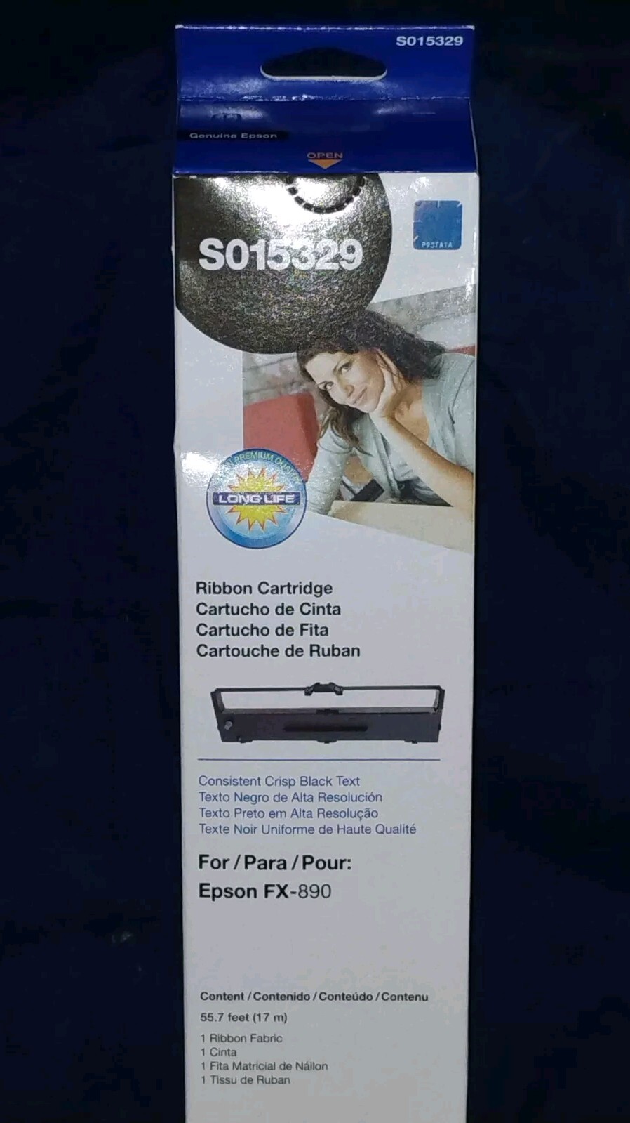 Genuine EPSON S015329 FX890 Black Printer Ribbon Cartridge - Brand New 