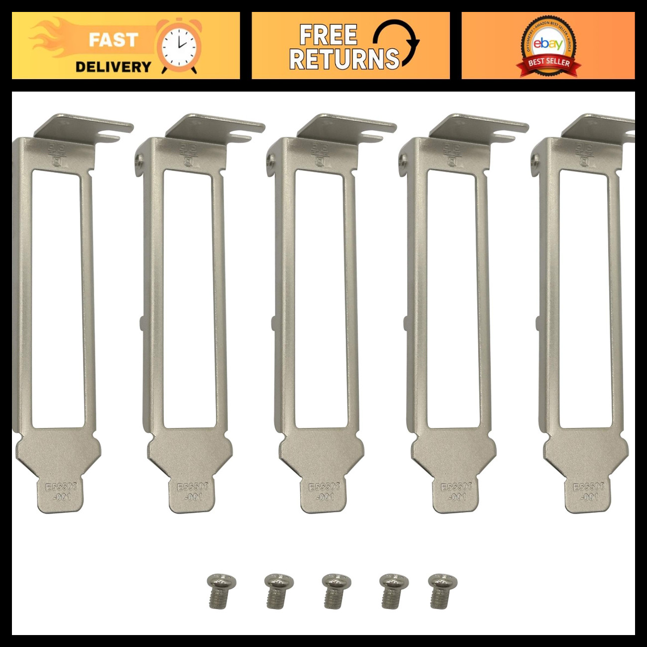 5pcs Low Profile Brackets for Intel Quad Port Network Cards + Screws - Compatibl