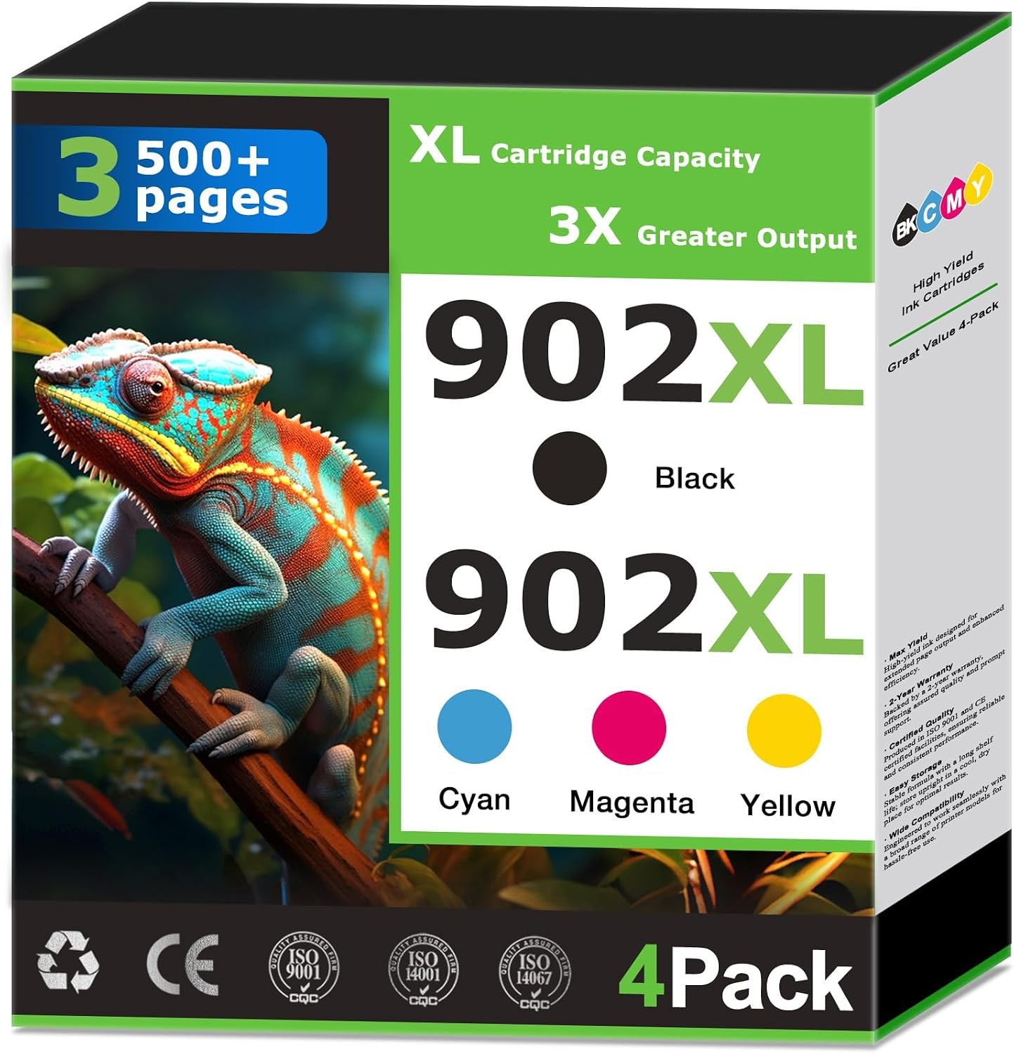 902XL Ink Cartridges 4-Pack Black Color Replacement for HP OfficeJet Pro 6978
