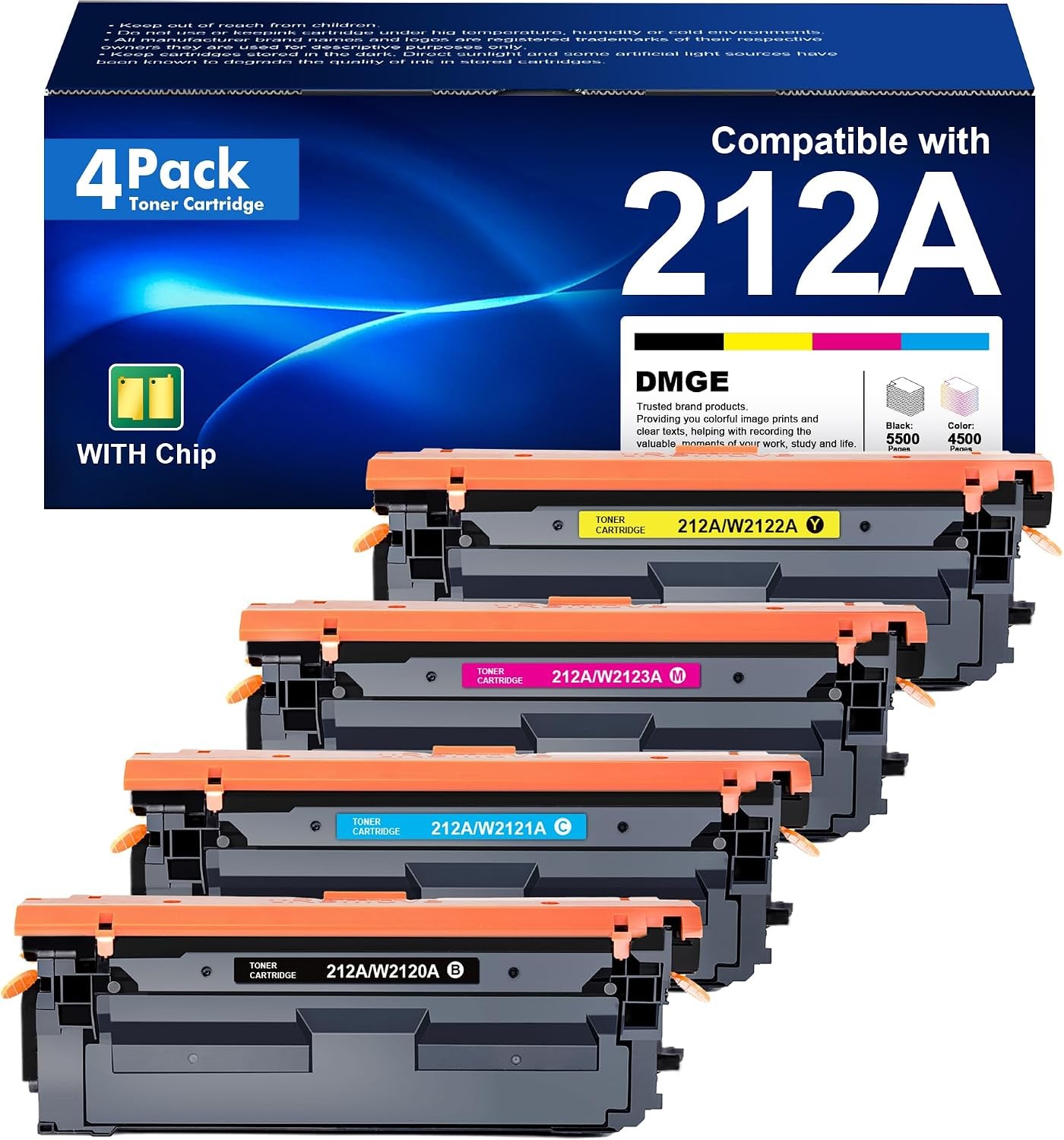 212A 212X Toner Cartridge HP W2120A Color LaserJet Enterprise M554 M555 MFP M578