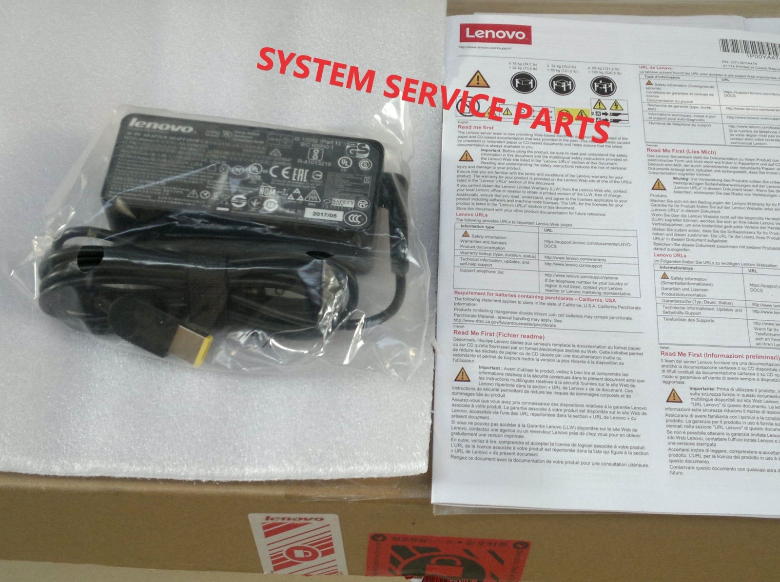 GENUINE LENOVO POWER ADAPTER 45W 20V 3Pin Rectangle SQUARE 00HM615 01FR047 (NEW)