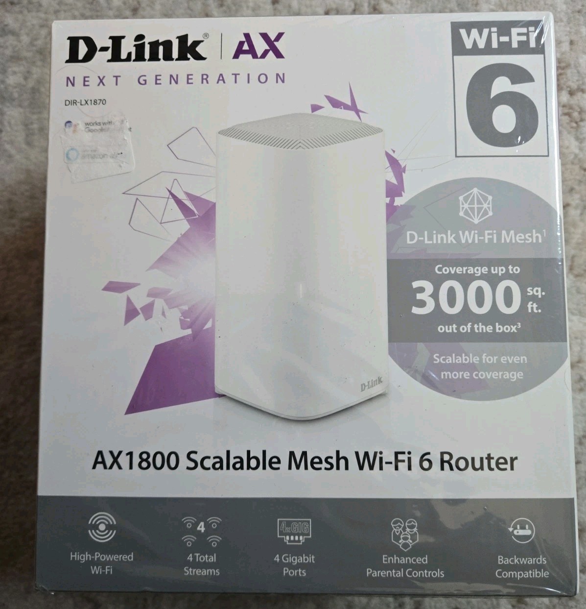 D-Link AX Scalable Mesh Wi-Fi 6 Router AX1800 DIR - LX1870 NEW SEALED