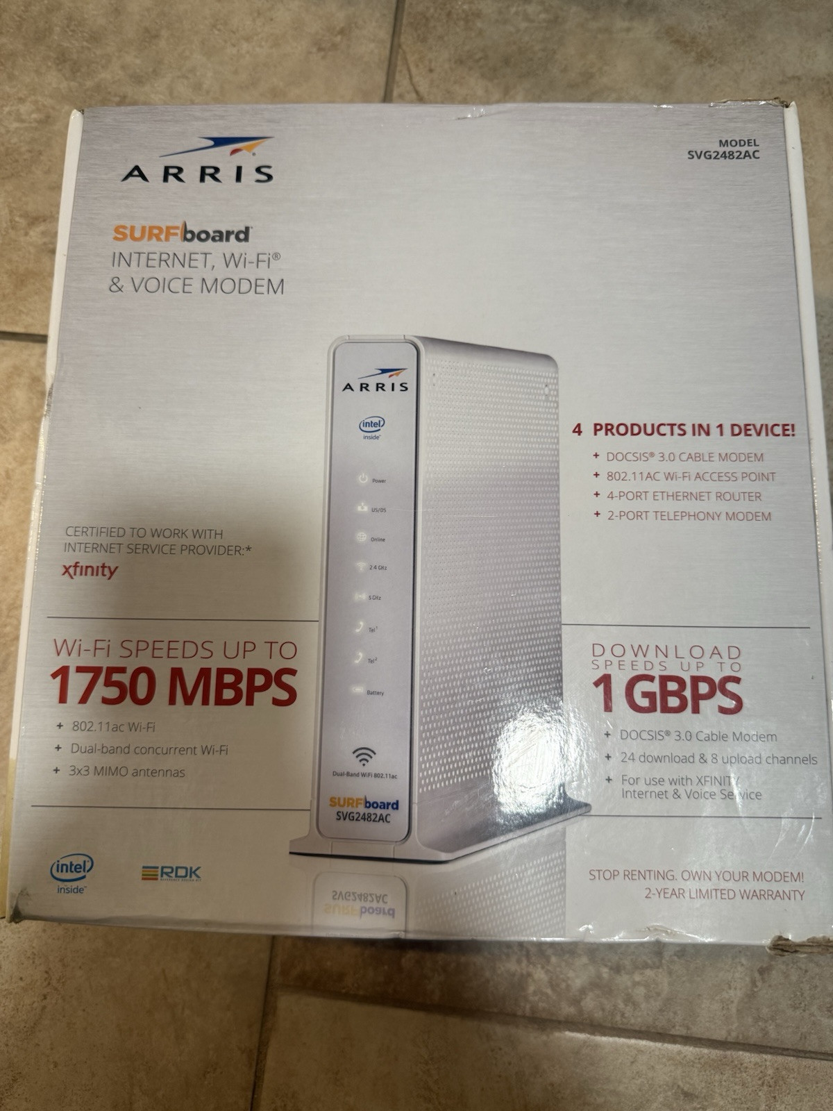 USED ARRIS SVG2482AC SURFboard Docsis 3.0 Cable Modem Wi-Fi Router