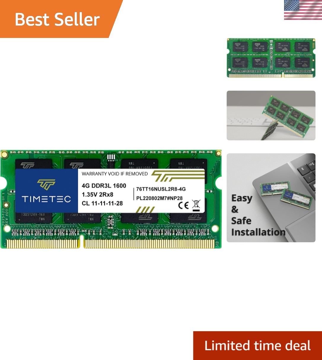 Reliable 4GB 1600MHz Dual Rank Laptop RAM Module - 204-Pin SODIMM for Laptops