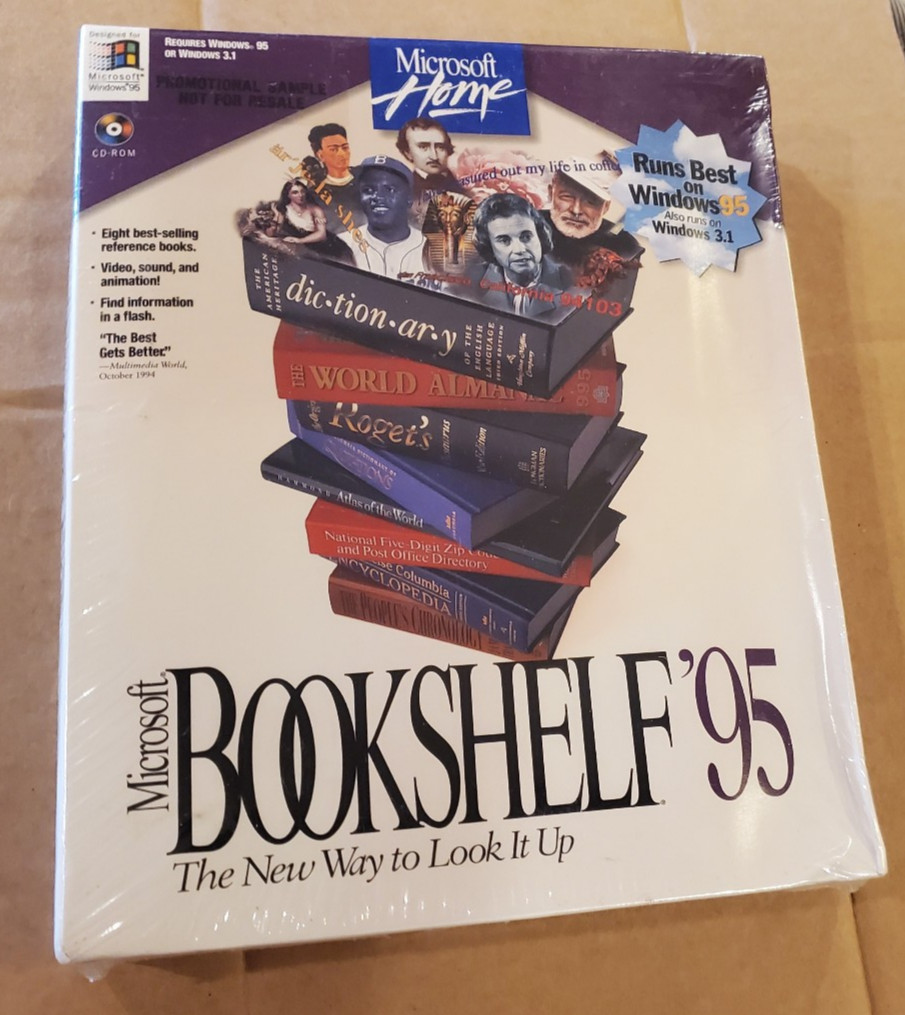 Microsoft Bookshelf '95 CD-ROM Software for Windows 95 / 3.1 New Sealed Big Box